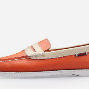 Chaussure Bateau Orange Cuir